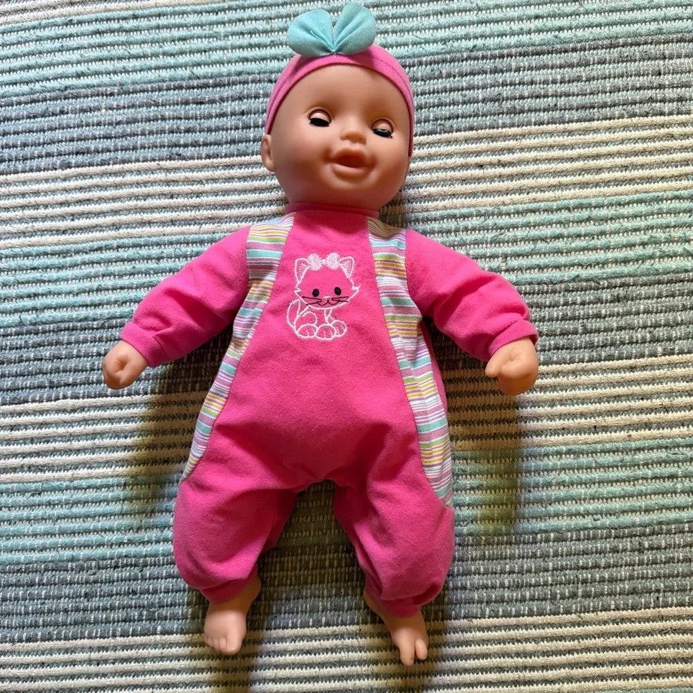 4/$25 Pink Plush Baby Doll with Blue Bow Headband - Kids Toys